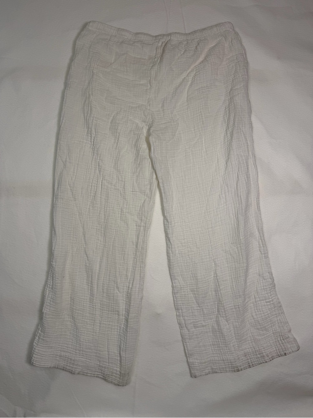 Faherty White Wide-Leg Gauze Drawstring Pants 100% organic cotton - Picture 6 of 8